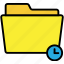 yellow, clock, folder, ui, files, archive, interface 
