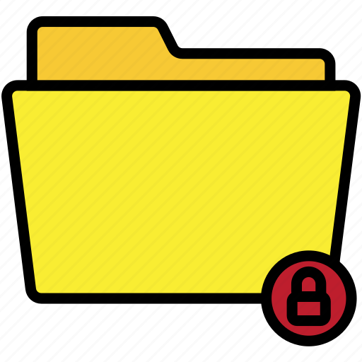 Yellow, locked, folder, ui, interface, archive, files icon - Download on Iconfinder