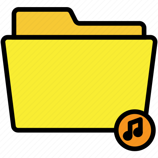 Yellow, music, folder, files, archive, interface, ui icon - Download on Iconfinder