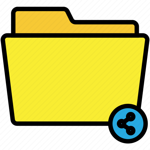 Yellow, share, folder, ui, interface, archive, files icon - Download on Iconfinder