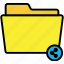 yellow, share, folder, ui, interface, archive, files 