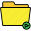 yellow, video, folder, ui, interface, files, archive 
