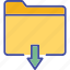 folder, download, document, arrow 