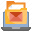 email, files, folders, document, laptop, communications