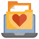 love, files, folders, document, laptop, heart