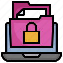 lock, files, folders, document, laptop, security
