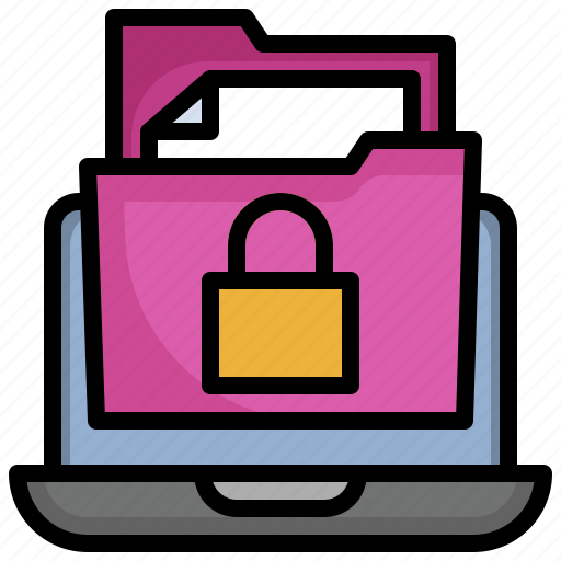 Lock, files, folders, document, laptop, security icon - Download on Iconfinder