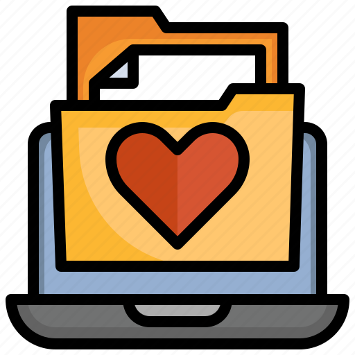 Love, files, folders, document, laptop, heart icon - Download on Iconfinder