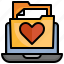 love, files, folders, document, laptop, heart 