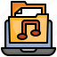music, files, folders, document, laptop, player 