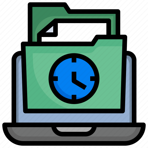 Time, files, folders, document, laptop, clock icon - Download on Iconfinder