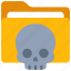 skull, folder, files, computing, malware 