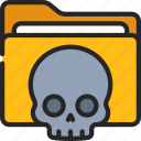 skull, folder, files, computing, malware
