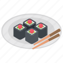 chopsticks, japanese cuisine, seafood, snacks, sushi 