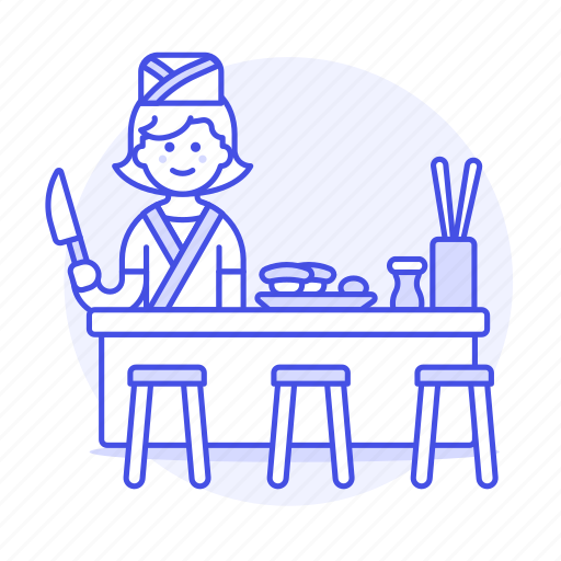 Restaurant, full, food, female, asian, nigiri, cook icon - Download on Iconfinder