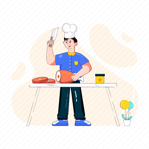 Chopping, chef, chop meat, chop beef, meat cutting illustration - Download on Iconfinder