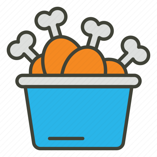 Fried, chicken, fast, food, junk, bucket, drumsticks icon - Download on Iconfinder