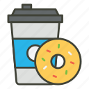 donut, doughnut, takeaway, coffee, food, beverage, drink