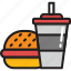 burger, fast food, hamburger, junk food, soft drink 