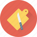 chopping, cutting board, kitchen, knife, utensil