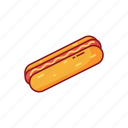 bread, foods, hot dog, line, sausage, street