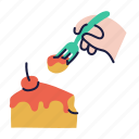 cake, birthday, bistro, dessert, food, restaurant, hand, doodle