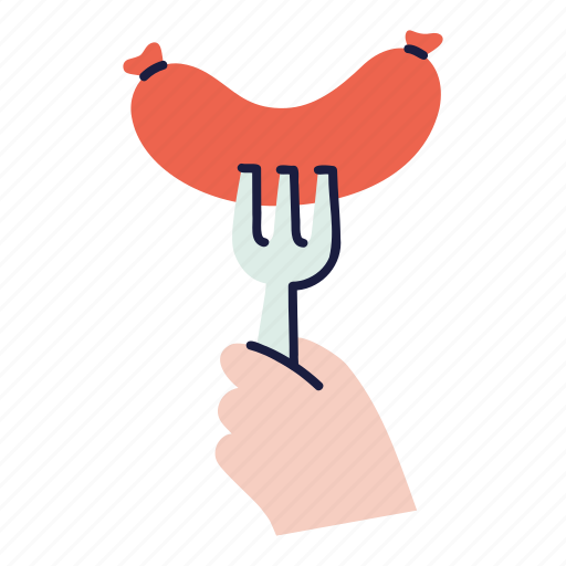 Sausage, bbq, food, grill, fork, hand, doodle icon - Download on Iconfinder