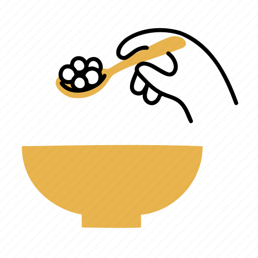 Cereal, food, breakfast, bowl, milk, spoon, hand icon - Download on Iconfinder