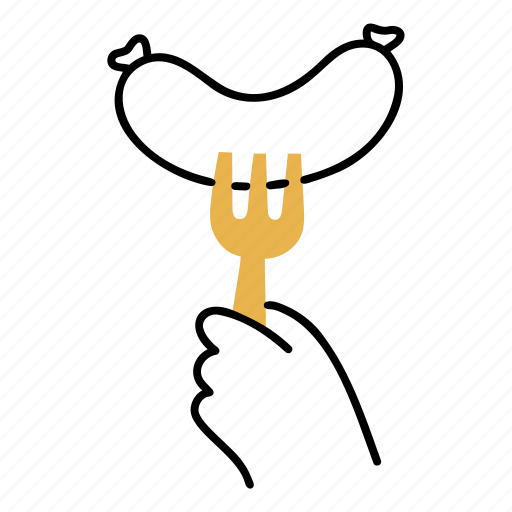 Sausage, bbq, food, grill, fork, hand, doodle icon - Download on Iconfinder