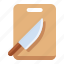 cutting board, chopping board, knife, kitchen 