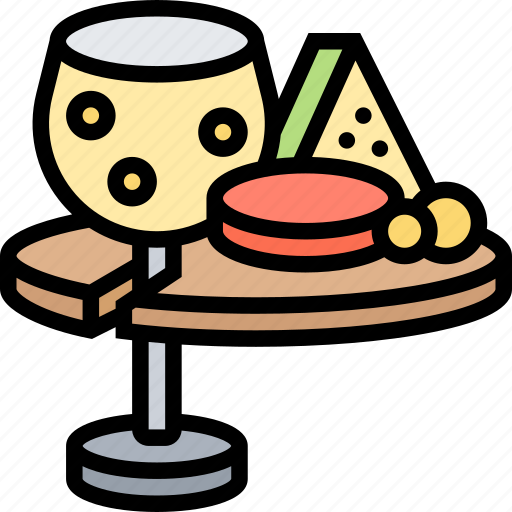 Wine, plate, cheese, appetizers, dinner icon - Download on Iconfinder