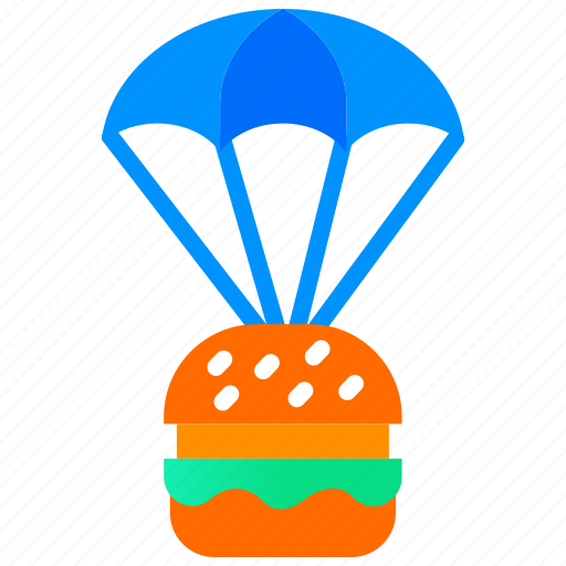 Burger, food delivery, home delivery, online food, parachute icon - Download on Iconfinder