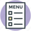 cuisine menu, food menu, menu, menu book, menu card 