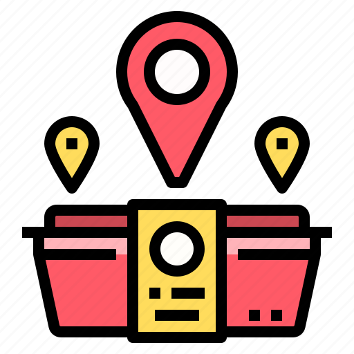 Box, delivery, food, gps, location, online, order icon - Download on Iconfinder