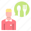 bubble, chat, fork, restaurant, spoon, user 