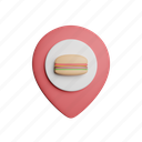 fastfood, location, front, navigation, map, pin, gps, direction, arrow 