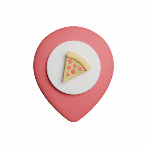 Pizza, location, front, navigation, map, pin, gps 3D illustration - Download on Iconfinder