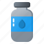 water bottle, glass, drink, bottle, food, restaurant, kitchen, water 