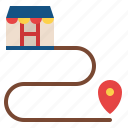 delivery, distance, map, restaurant 