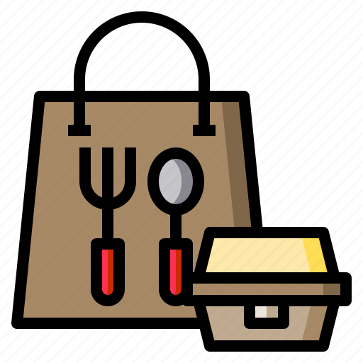 Spoon, fork, lunch, bag, box icon - Download on Iconfinder