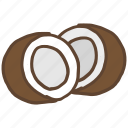 coconut, fat, food, healthy, saturated, seed, shell