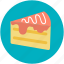bakery food, cake piece, dessert, pudding cake, sweet food 