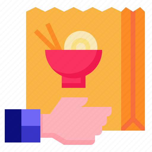 Bag, delivery, food, hand, restaurant, service, shipping icon - Download on Iconfinder
