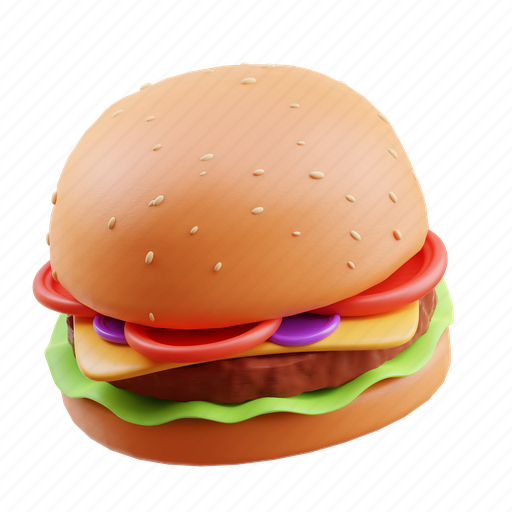 Burger, meal, food, junk food, restaurant, cheeseburger, sandwich 3D illustration - Download on Iconfinder