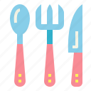 cutlery, fork, knife, spoon