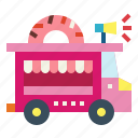 delivery, doughnut, food, truck, van