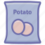 food, potato, potato bag, potato pack, potato sack, sack, vegetable 