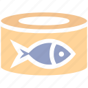 box, fish, fish food, food, metal cans, preservation