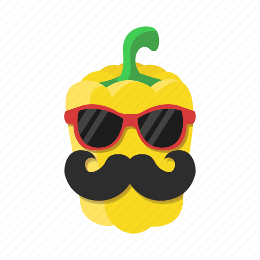 Food, mustache, paprika, pepper, sunglasses, vegetables, yellow icon - Download on Iconfinder