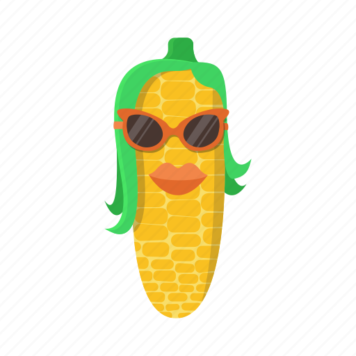 Corn, green, hairstyle, lips, maize, sunglasses, yellow icon - Download on Iconfinder